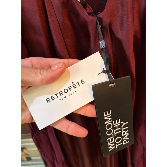 retrofete Julia Silk Draped Open Back Maxi Dress Port Womens Size Small - Picture 12 of 14